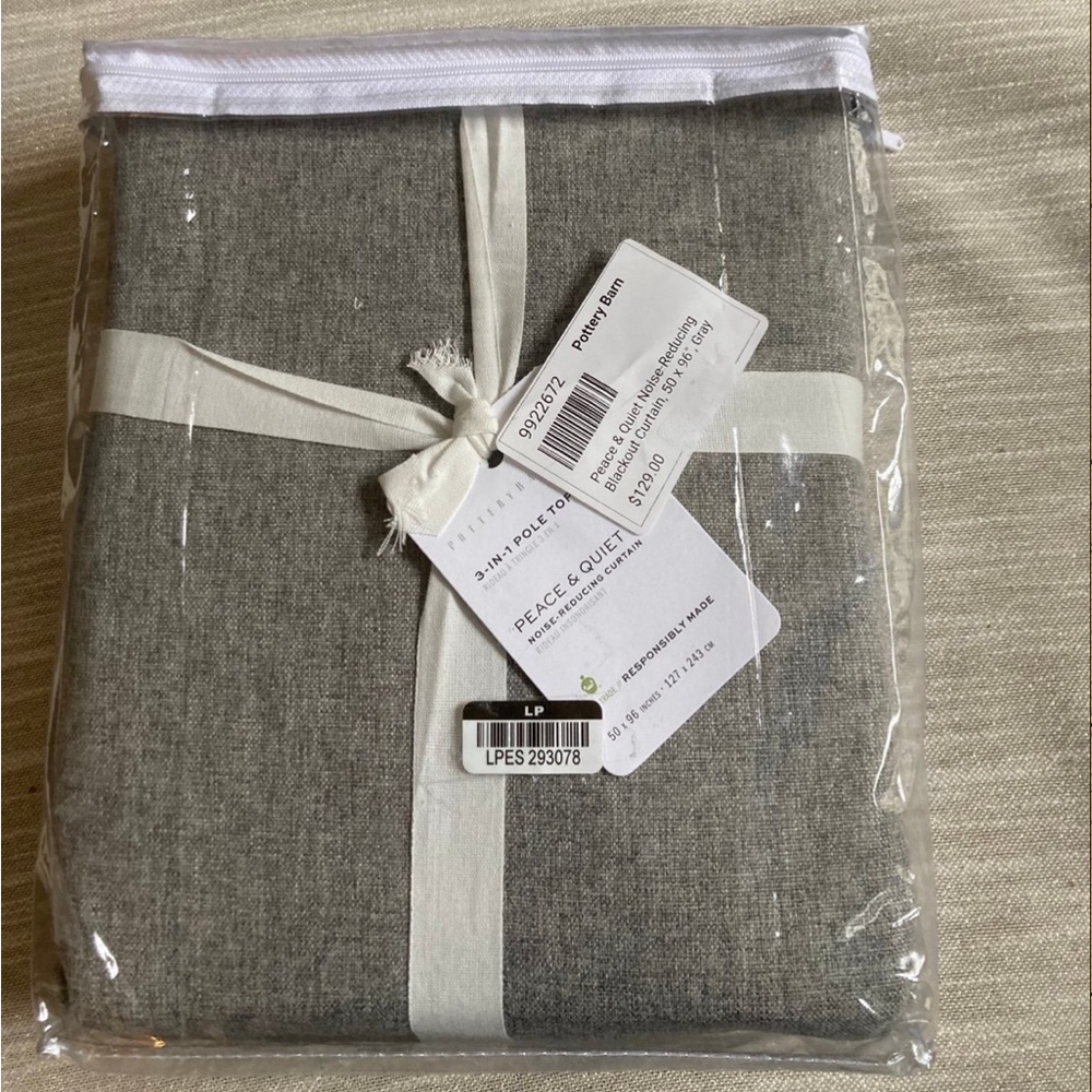 Pottery Barn Peace and Quiet Noise Reducing drape curtain 50x96 gray
